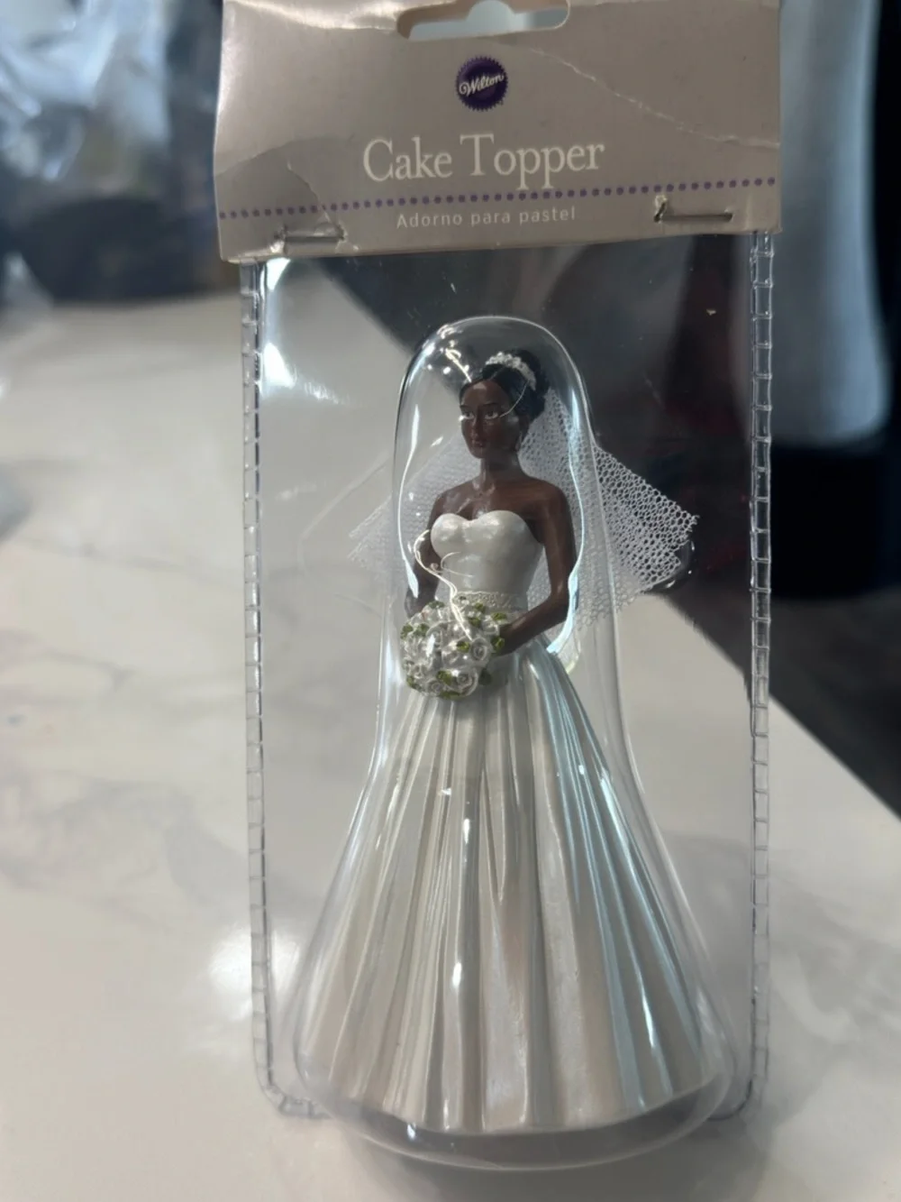 Wilton Silver & White Bride Cake Topper - Black Bride Figurine